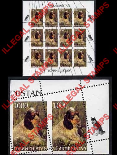 Turkmenistan 1997 Dogs Illegal Stamp Souvenir Sheet of 12 with Purposely made Perforation Errors