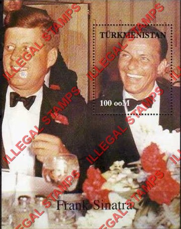 Turkmenistan 1997 Frank Sinatra and John F. Kennedy Illegal Stamp Souvenir Sheet of 1