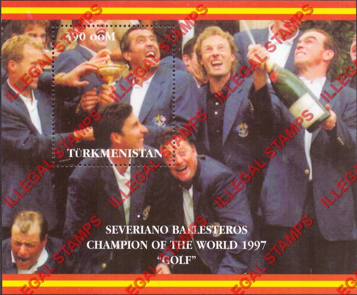 Turkmenistan 1997 Golf Champion of the World Severiano Ballesteros Illegal Stamp Souvenir Sheet of 1