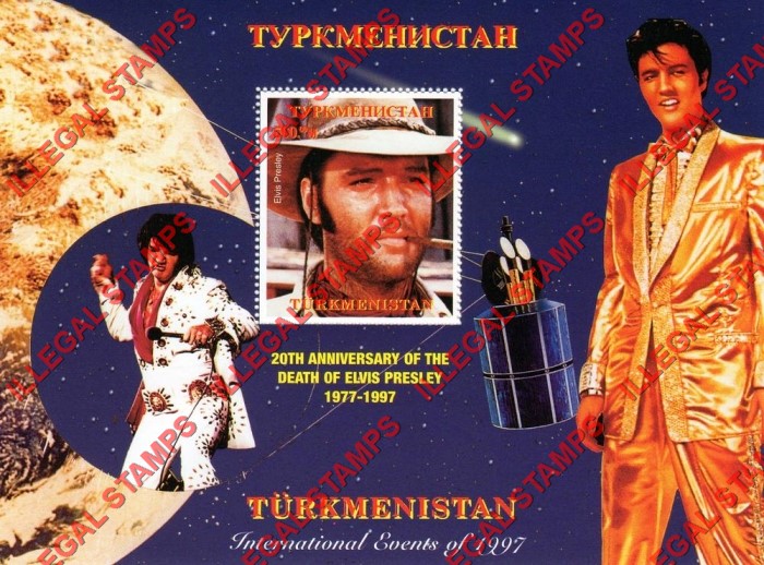 Turkmenistan 1997 International Events Elvis Presley Illegal Stamp Souvenir Sheet of 1