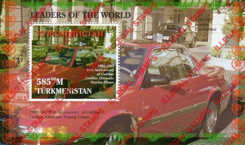 Turkmenistan 1997 Leaders of the World Cadillac Illegal Stamp Souvenir Sheet of 1