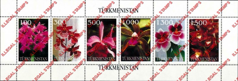 Turkmenistan 1997 Orchids Illegal Stamp Souvenir Sheet of 6
