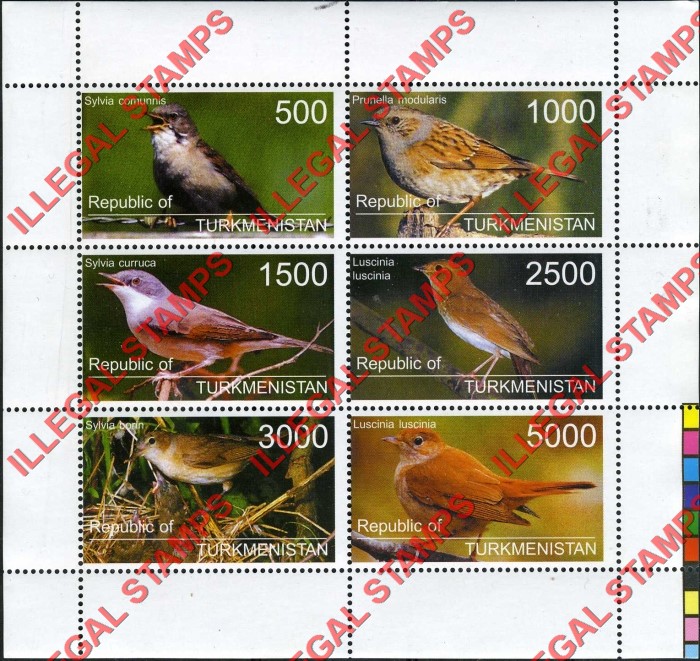 Turkmenistan 1998 Birds Illegal Stamp Souvenir Sheet of 6