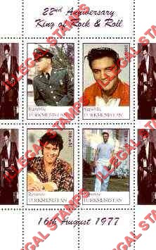Turkmenistan 1999 Elvis Presley Illegal Stamp Souvenir Sheet of 4