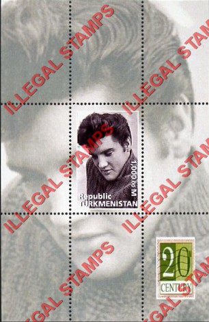 Turkmenistan 1999 Icons of the 20th Century Elvis Presley Illegal Stamp Souvenir Sheet of 1