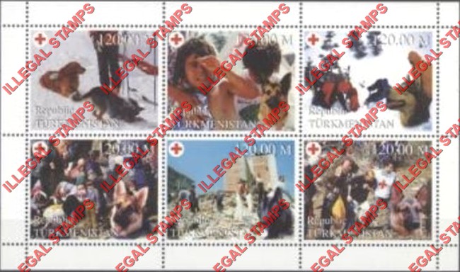 Turkmenistan 1999 Red Cross Illegal Stamp Souvenir Sheet of 6