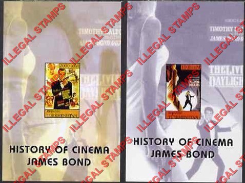 Turkmenistan 2000 History of Cinema James Bond 007 Illegal Stamp Souvenir Sheets of 1
