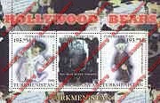 Turkmenistan 2000 Hollywood Bears Elvis Bearsley and Charly Bearlin Illegal Stamp Souvenir Sheet of 3