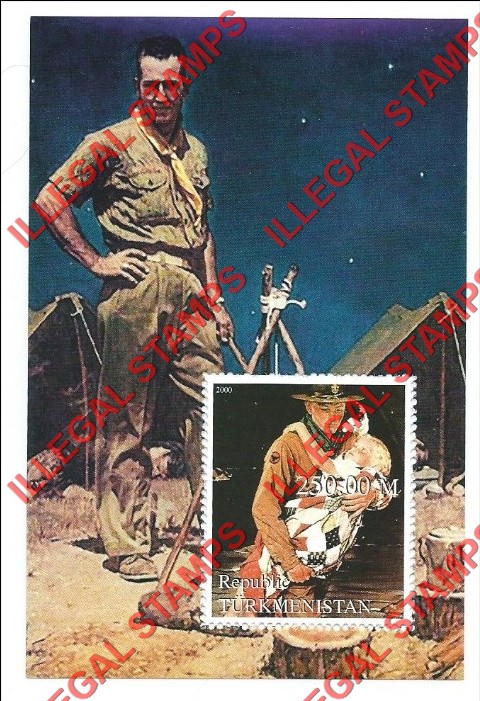 Turkmenistan 2000 Scouts Scouting Illegal Stamp Souvenir Sheet of 1