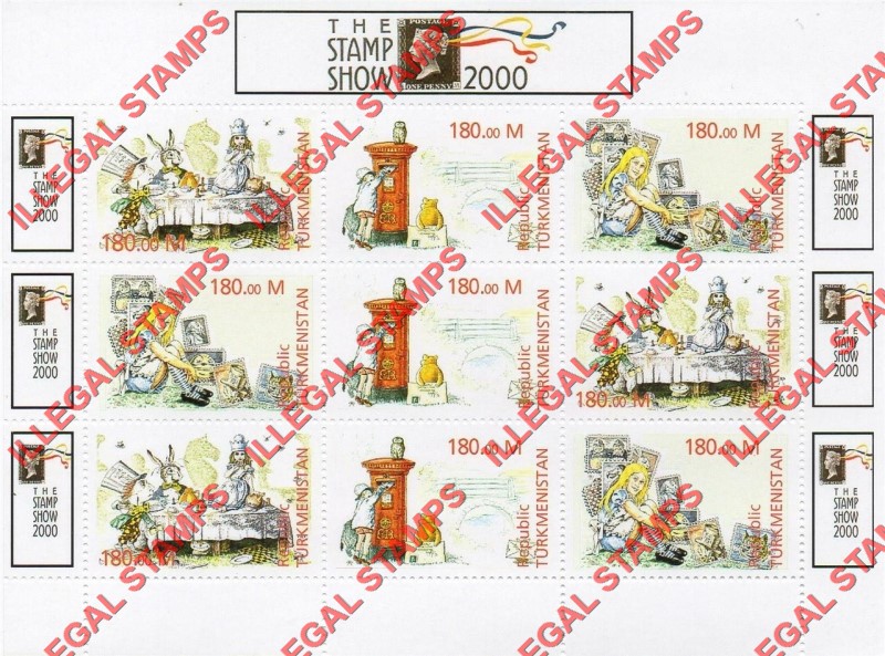 Turkmenistan 2000 Stamp Show 2000 Exhibition Illegal Stamp Souvenir Sheet of 9