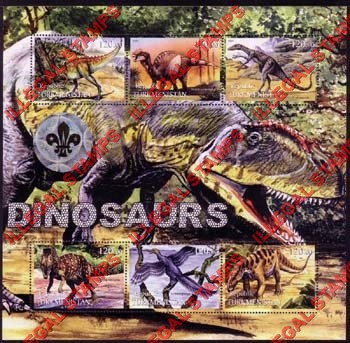 Turkmenistan 2001 Dinosaurs with Hologram Scouts Logo Illegal Stamp Souvenir Sheet of 6