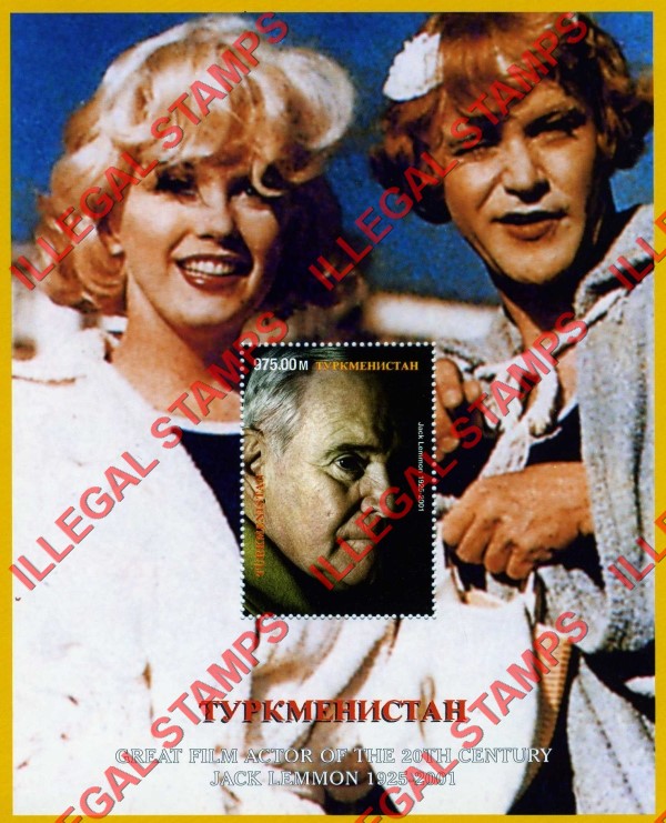 Turkmenistan 2001 Marilyn Monroe and Jack Lemmon Illegal Stamp Souvenir Sheet of 1