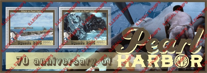 Uganda 2015 Pearl Harbor Illegal Stamp Souvenir Sheet of 2