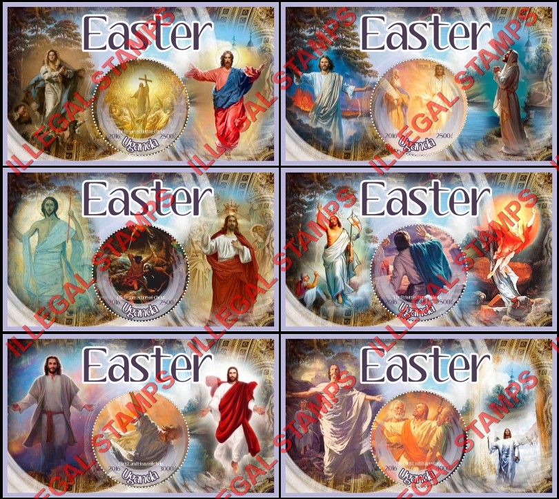 Uganda 2016 Easter Paintings Illegal Stamp Souvenir Sheets of 1