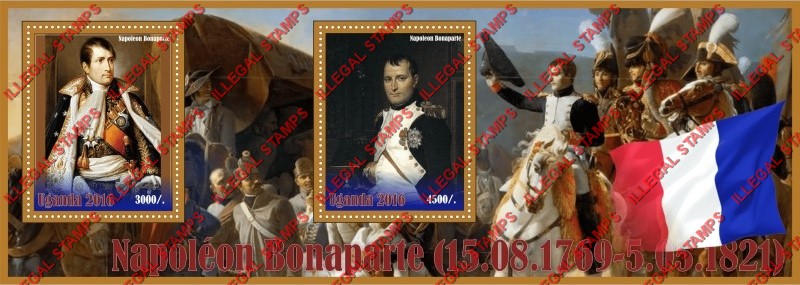 Uganda 2016 Napoleon Bonaparte Illegal Stamp Souvenir Sheet of 2