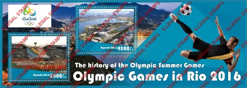 Uganda 2016 Olympic Games in Rio History of Summer Olympics Illegal Stamp Souvenir Sheet of 2