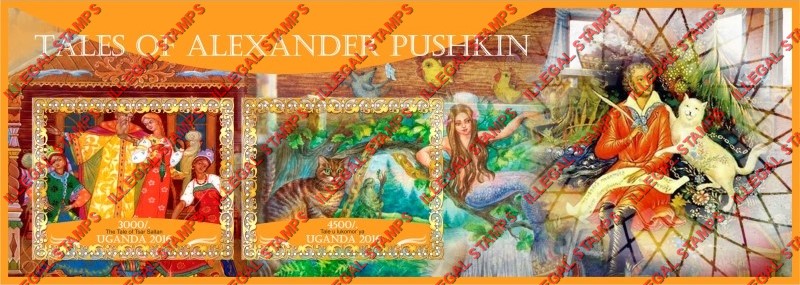 Uganda 2016 Tales of Alexander Pushkin Illegal Stamp Souvenir Sheet of 2