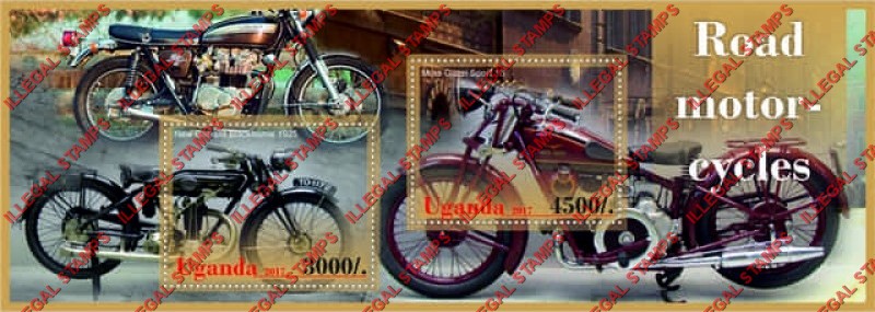 Uganda 2017 Motorcycles Illegal Stamp Souvenir Sheet of 2