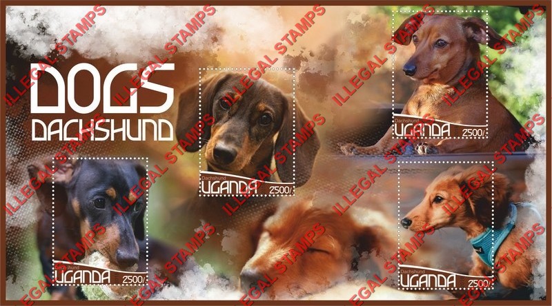 Uganda 2018 Dogs Dachshund Illegal Stamp Souvenir Sheet of 4