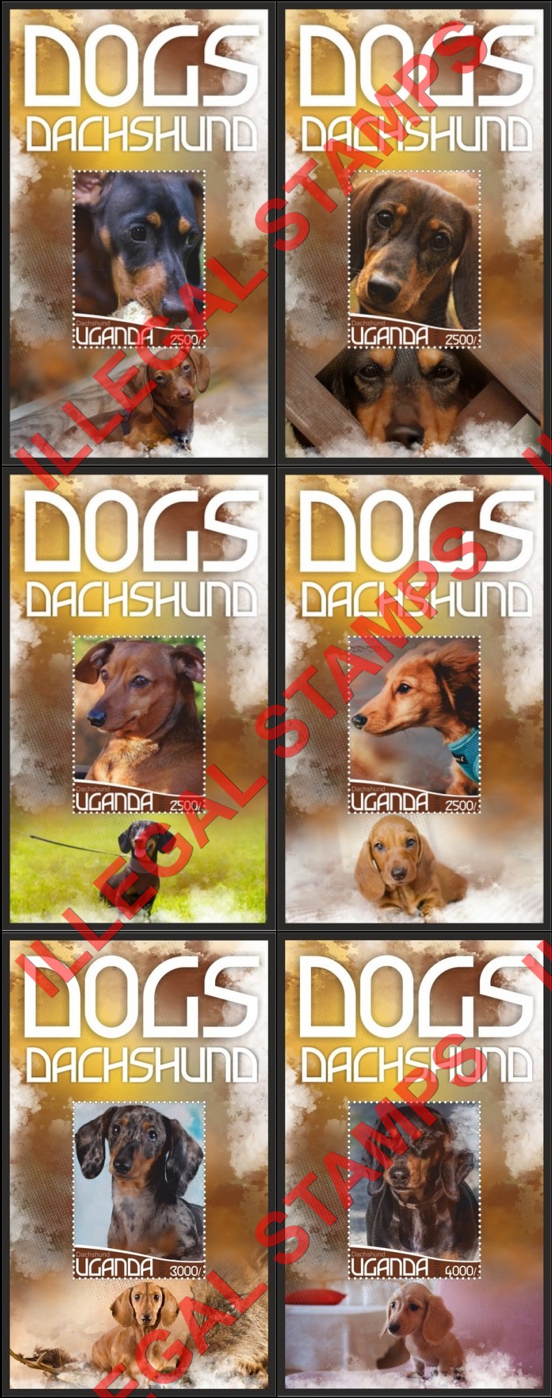 Uganda 2018 Dogs Dachshund Illegal Stamp Souvenir Sheets of 1