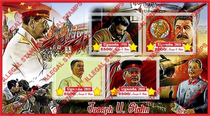Uganda 2018 Joseph Stalin Illegal Stamp Souvenir Sheet of 4