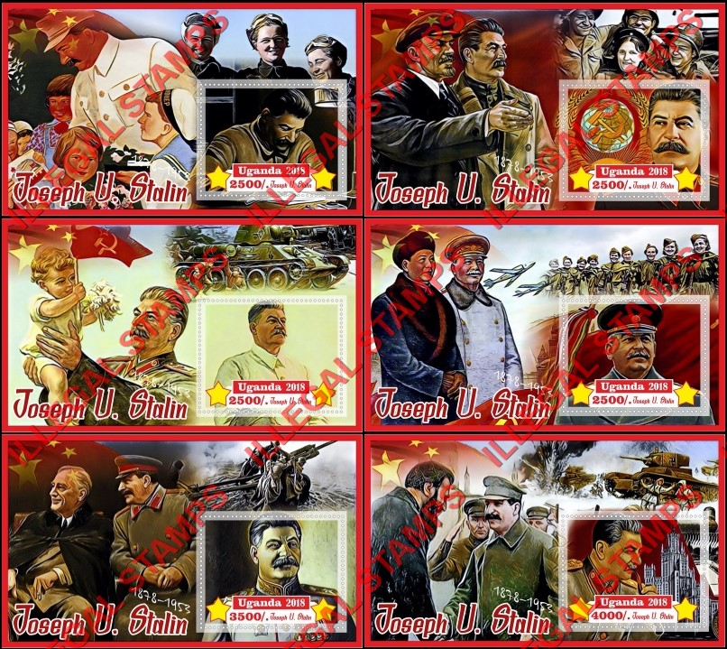 Uganda 2018 Joseph Stalin Illegal Stamp Souvenir Sheets of 1