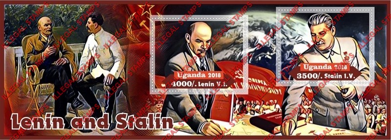 Uganda 2018 Lenin and Stalin (different) Illegal Stamp Souvenir Sheet of 2