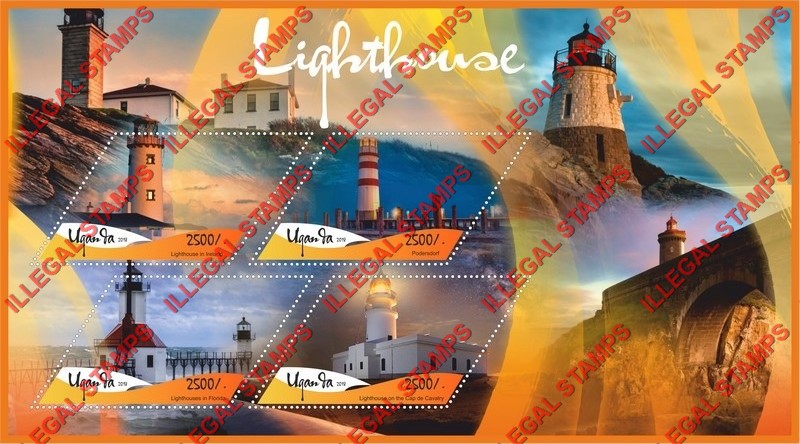 Uganda 2018 Lighthouses Illegal Stamp Souvenir Sheet of 4