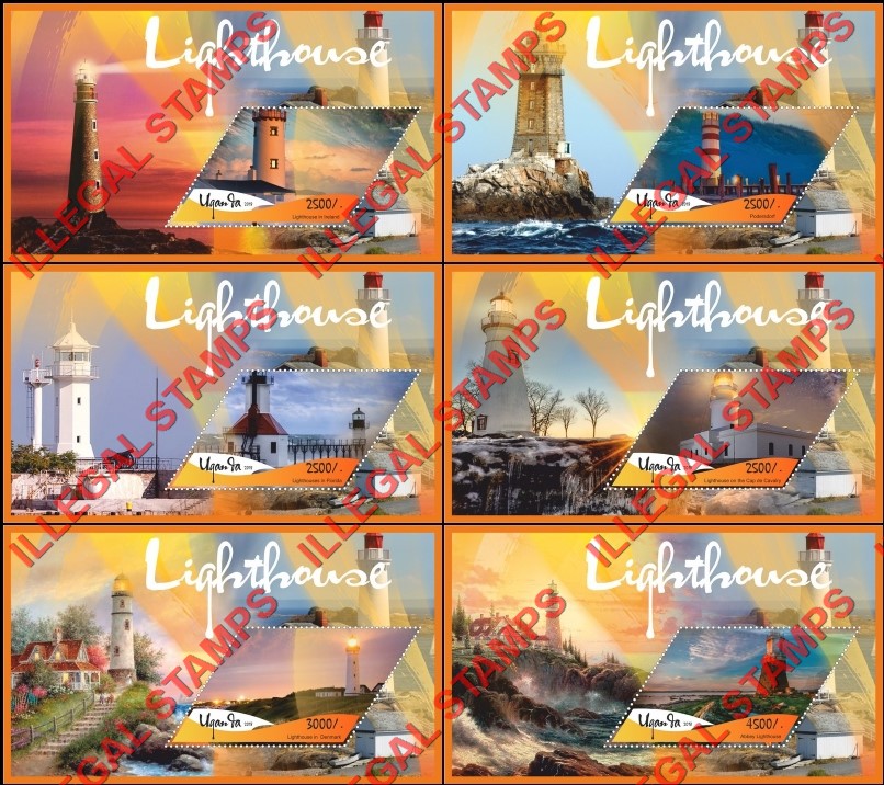Uganda 2018 Lighthouses Illegal Stamp Souvenir Sheets of 1