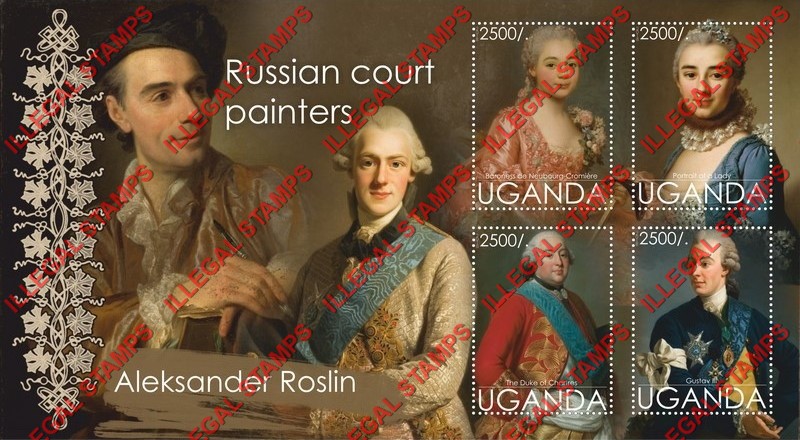 Uganda 2018 Paintings by Aleksander Roslin Illegal Stamp Souvenir Sheet of 4