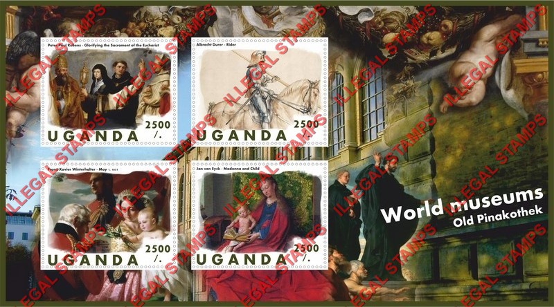 Uganda 2018 Paintings in World Museums Old Pinakothek Illegal Stamp Souvenir Sheet of 4
