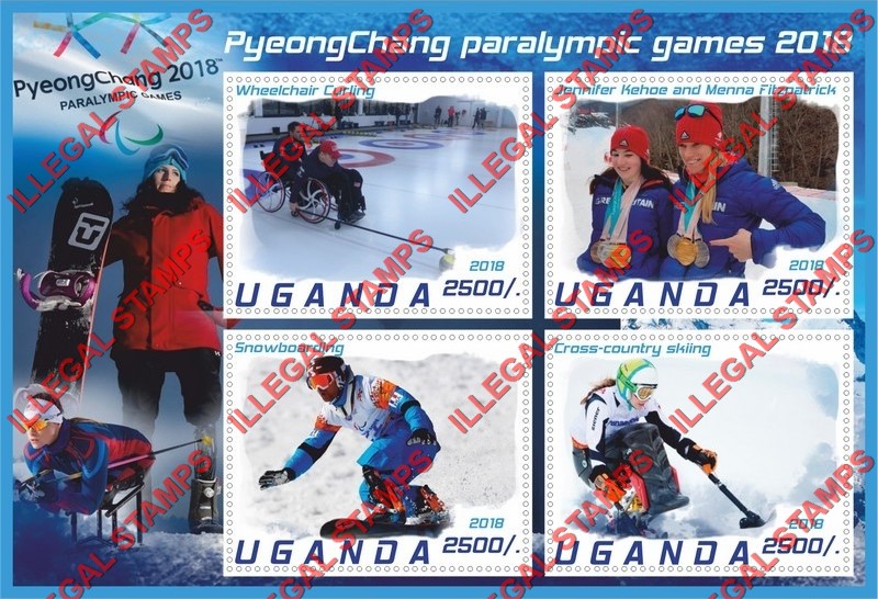 Uganda 2018 Paralympic Games in PyeongChang Illegal Stamp Souvenir Sheet of 4