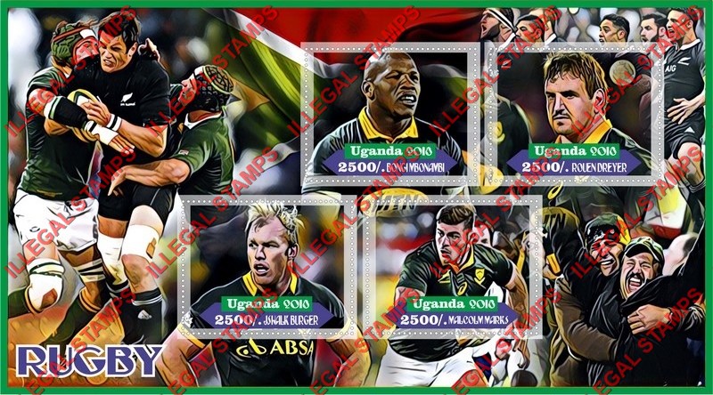 Uganda 2018 Rugby Players Illegal Stamp Souvenir Sheet of 4