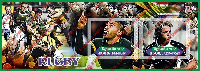 Uganda 2018 Rugby Players Illegal Stamp Souvenir Sheet of 2