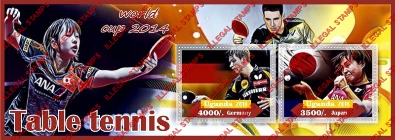Uganda 2018 Table Tennis World Cup in 2014 Illegal Stamp Souvenir Sheet of 2