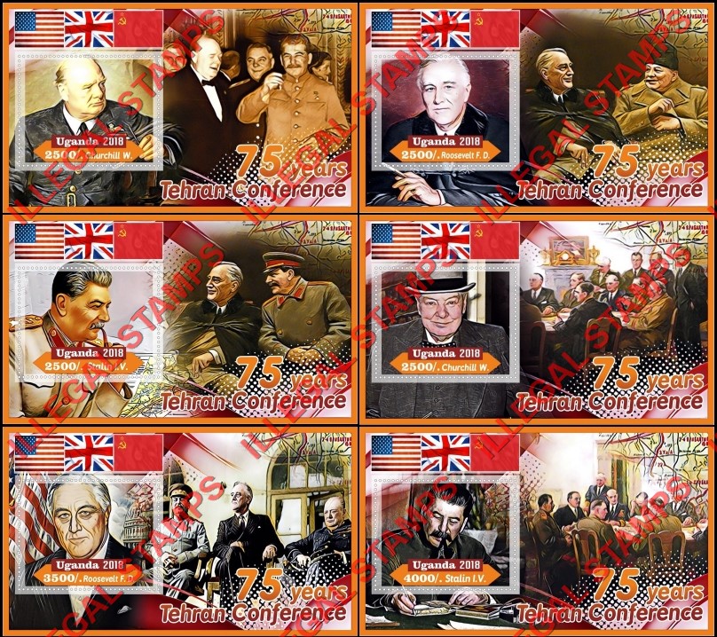 Uganda 2018 Tehran Conference Illegal Stamp Souvenir Sheets of 1