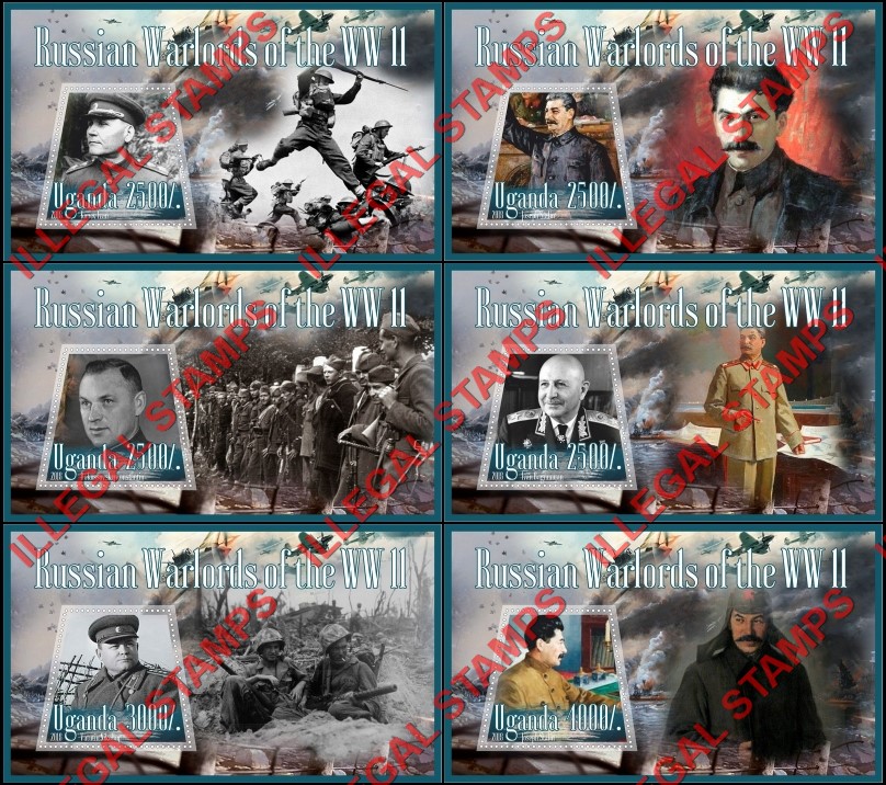 Uganda 2018 World War II Russian Warlords Illegal Stamp Souvenir Sheets of 1