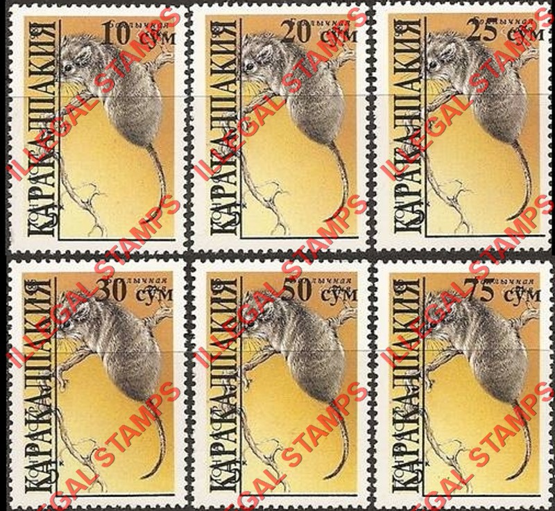 KARAKALPAKIA 1992 Overprints on Russia 1985 Endangered Wildlife Counterfeit Illegal Stamps