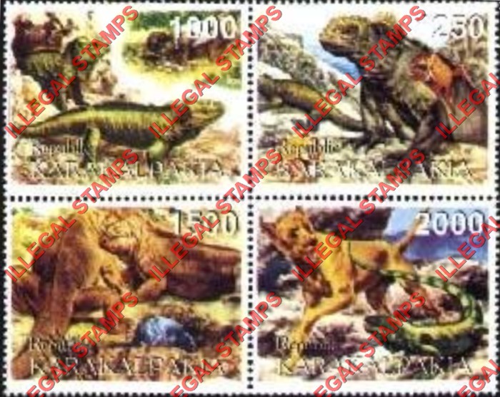 KARAKALPAKIA REPUBLIC 1998 Dinosaurs Counterfeit Illegal Stamp Set of 4
