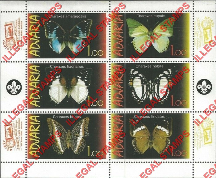 Adjaria 1997 Butterflies Illegal Stamps