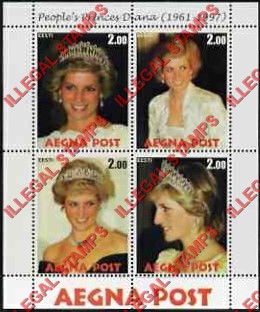 Aegna Post Princess Diana Illegal Stamps