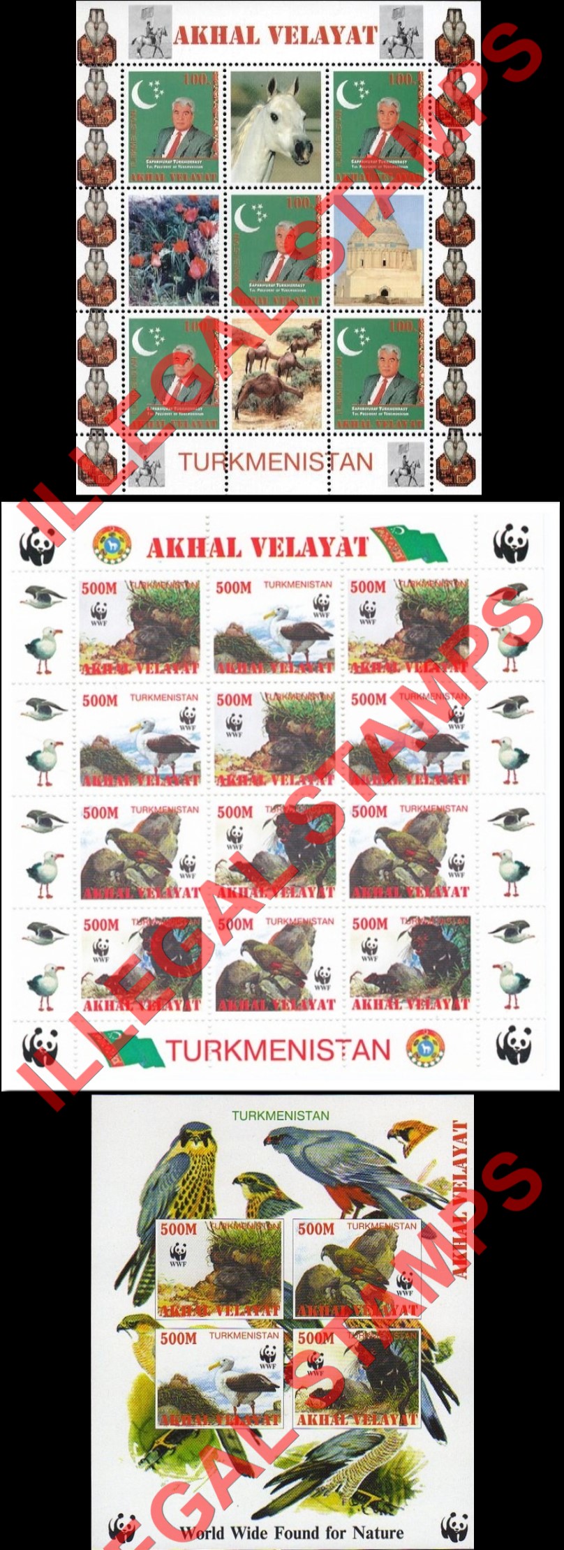 Akhal Velayat 1998 Illegal Stamps