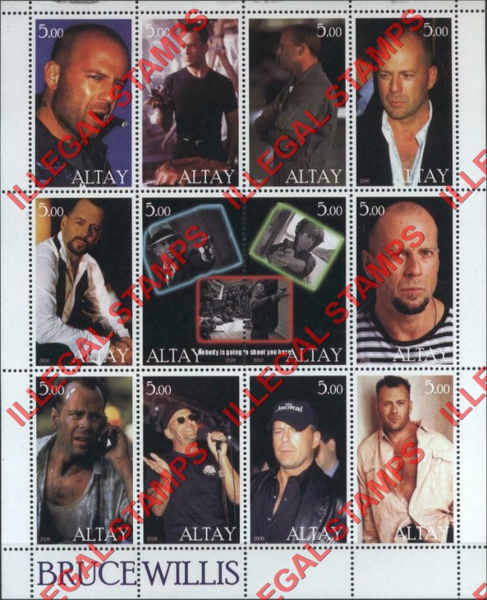Altai Region 2000 Bruce Willis Illegal Stamps