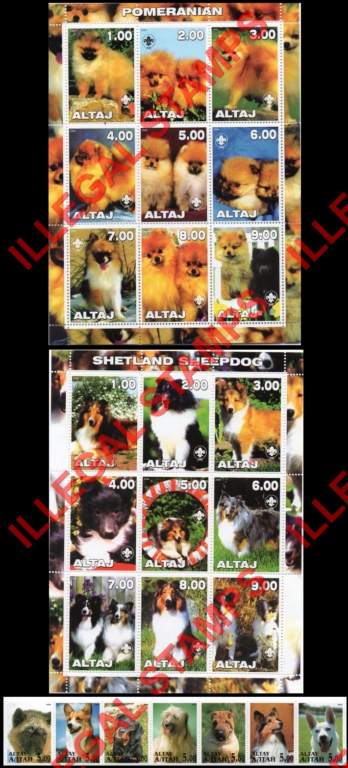 Altai Region 2000 Dogs Illegal Stamps