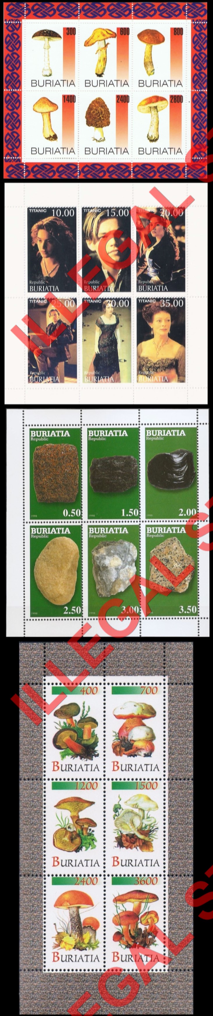 Republic of Buriatia 1998 Illegal Stamps
