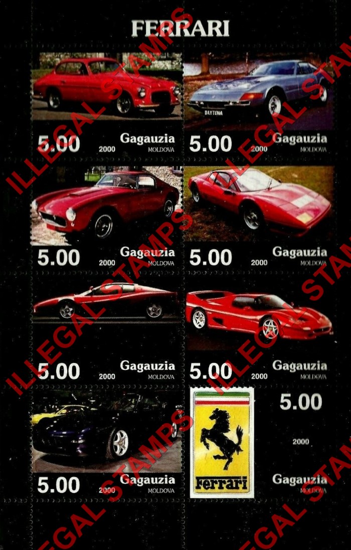Gagauzia 2000 Ferrari Illegal Stamps