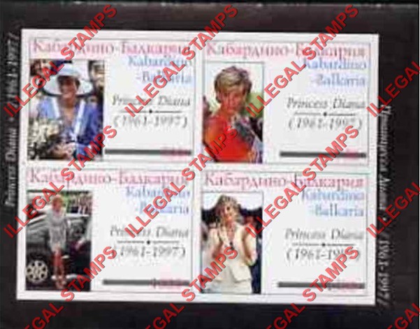 Kabardo-Balkaria 1997 Princess Diana Illegal Stamps