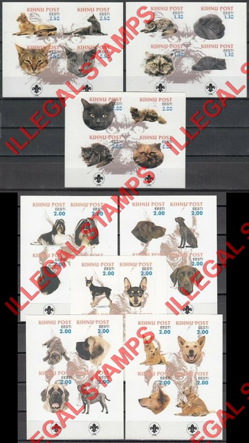 Kihnu Post Dogs and Cats Illegal Stamps