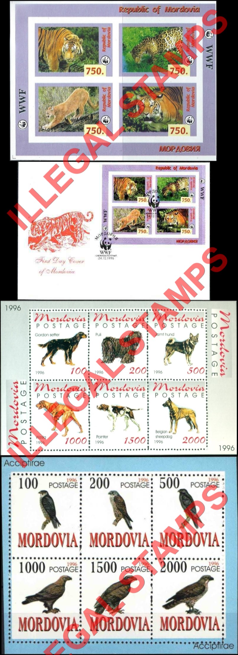 Republic of Mordovia 1996 Counterfeit Illegal Stamps
