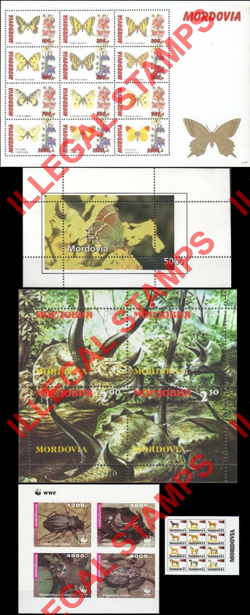 Republic of Mordovia 1997 Counterfeit Illegal Stamps (Part 2)